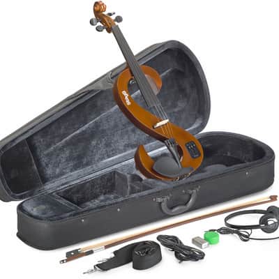 Stagg EVN 4/4 VBR S Shaped Electric Violin Set w/Soft Case, Bow, Strap, Rosin, Headphones & 9V Battery image 1
