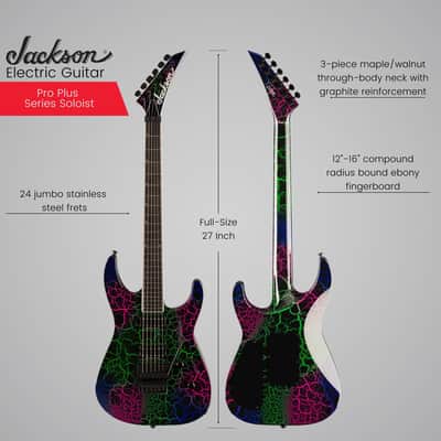 Jackson Pro Plus Series Soloist Crackle SL2 6-String Right-Handed Electric Guitar with Okoume Body and Ebony Fingerboard (Bruised Crackle) image 3
