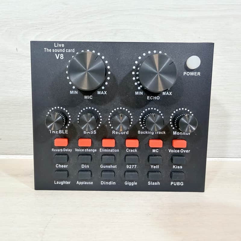 V8 Live Sound Card Audio Interface for Streaming Podcasting Gaming Effects Processor image 1