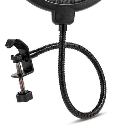 Microphone Pop Filter with Dual Layered Wind Screen Shield, Flexible 360° Gooseneck Stabilizing Arm, and Heavy-Duty Desktop Clip for Podcasting, Gaming, and Mic Recording image 2