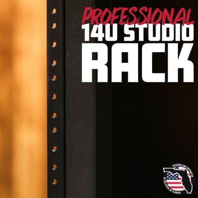 Gator Rok-It By Frameworks Studio Series 14U Wood Rack Cabinet with Casters and Leveling Feet, Cherry image 2