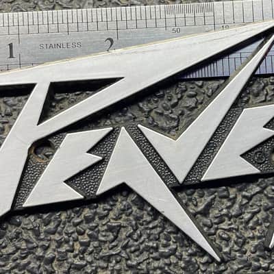 Peavey Logo, Emblem, Badge Amp/Speaker Lightning Bolt logo - Silver and Black image 1