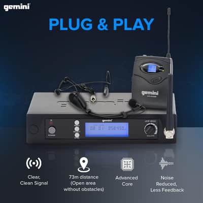 Gemini Sound UHF-6100HL Wireless Lavalier & Headset Mic - Precision Sound for Every Word and Tune image 2