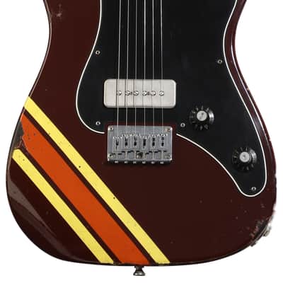 Friedman Vintage S Electric Guitar - Brown with Yellow/Orange Racing Stripe image 2
