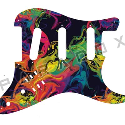 Custom Pickguard For 2000 - Present Made in America Fender Brian May Stratocaster 2-way switches - Rainbow Paint Swirl Graphic .090" image 1