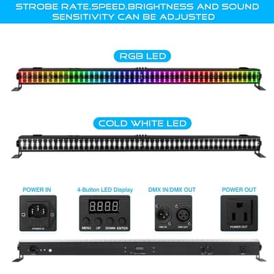 Led Wash Light Bar For Party - 100W 288Leds Rgbw Dmx Light Bar With Chasing Function Strobe Effect Pixel Light Bar Uplights For Wedding Church Nightclubs Dj Events Stage Lighting image 4