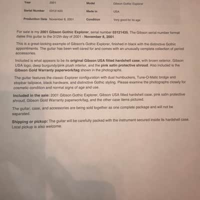 Gibson Gothic explorer 2001 - Satin image 4