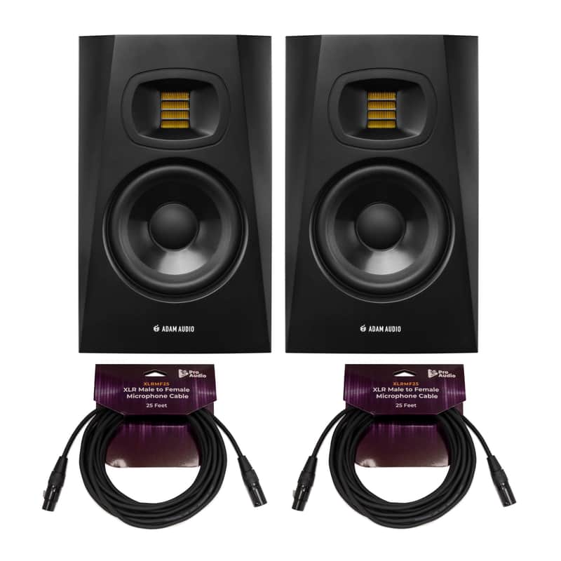 Adam Audio T7V 7 Inch Powered Studio Monitor Pair with 25 Feet XLR Cables image 1