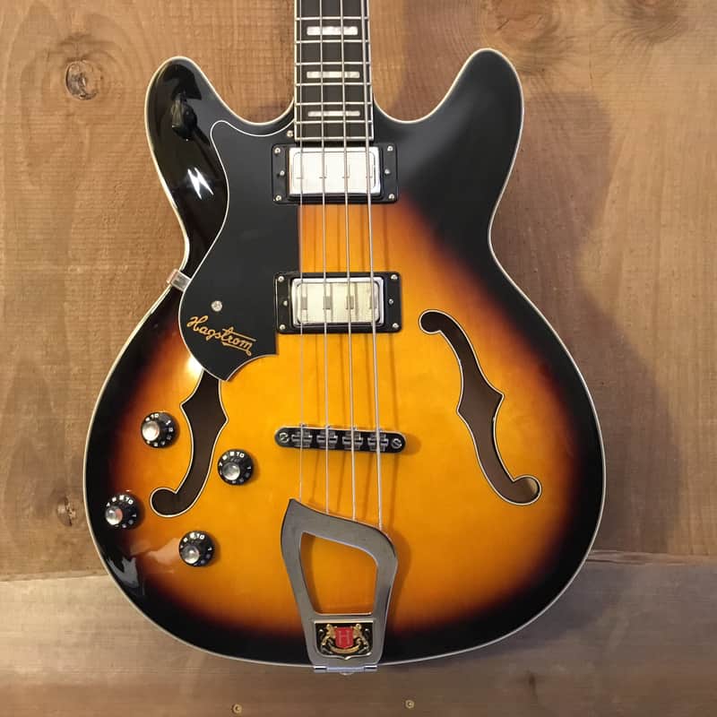 Hagstrom Viking Left Handed Semi Hollow Bass Guitar Tobacco Sunburst Lefty image 1