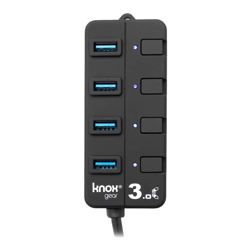 Knox Gear 4 Port 3.0 USB Hub with Individual Switches and LED Lights image 1