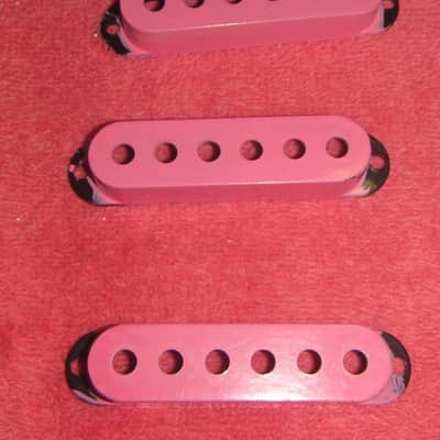 Unknown SET of 3 single coil pickup covers 2000's? - PINK image 1