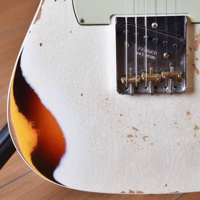 Fender Custom Shop Telecaster 1960 Heavy Relic Aged Olympic White Over 3 Color Sunburst 2024 image 10