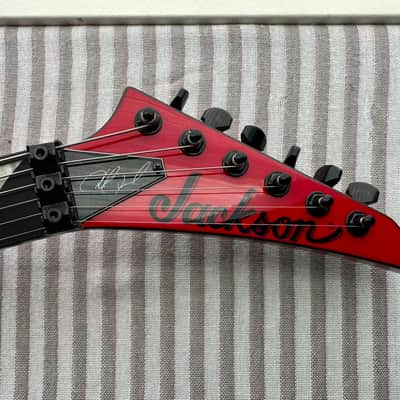 Jackson Pro Series Phil Demmel Signature Demmelition Pro King V, NOS condition, NECK-THRU construction, Floyd Rose Tremolo, Active EMG pickups, RED with BLACK BEVELS, with OEM Jackson FLYING V Hardshell Case, original accessories image 8
