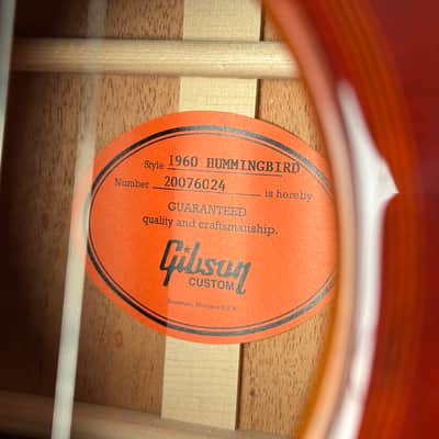 2026 Gibson 1960 Hummingbird Fixed Bridge VOS Heritage Cherry Sunburst OHSC COA image 15