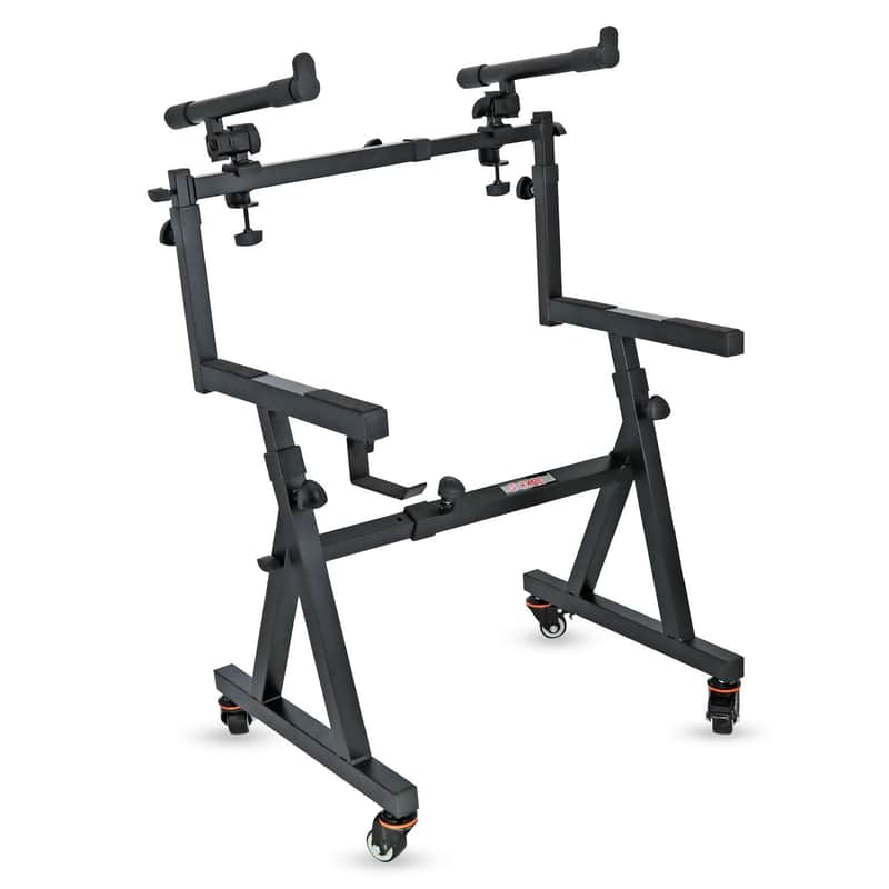 5 CORE Keyboard Stand 2 Tier Z Style Adjustable Electric Piano Riser Foldable & Sturdy Lift Holder With Secure Strap Mount For 54 88 Key Instruments W image 1