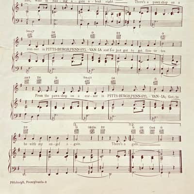 (USED/VINTAGE Sheet Music) There's a Pawn Shop on a Corner in Pittsburgh, Pennsylvania - PIano/Vocal/Guitar image 3