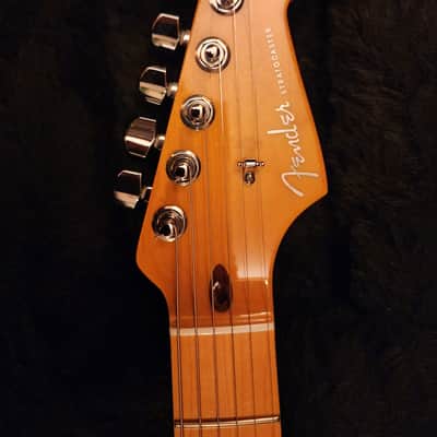 2013 Fender American Deluxe Strat with Maple V Neck Fiesta Red image 2