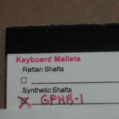 one pair new old stock Gambal Manufacturing GPHR1 (UG13GPHR1) Percussive Keyboard Mallets (for xylophones and glockenspiels) 1 & 1/8" Brown Medium Nylon Flat Ball (oval) Heads with Black Synthetic Shafts (with original packaging) from 1990s to early 2000s image 3