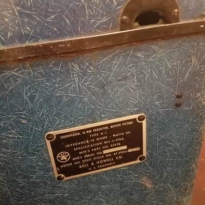 Bell & Howell Type A-1 Military 16 Ohm 20 Watt 8" AlNiCo University Sound Speaker AF2900-676770 MIL-L-4166 1960s - Blue Fiberglass Cab image 4