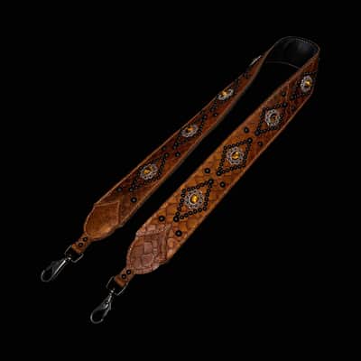 Carlino Tan scale leather tiger eye bag strap 2026 - Tan image 2