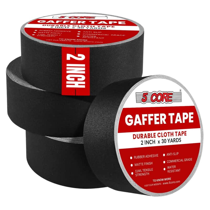 5 Core Gaffers Tape 2" 30 Yards 4Pcs Professional Black Pro Gaff Tape Non Reflective Water Resistant image 1