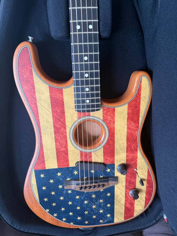 2020 Fender American Acoustasonic Stratocaster Limited Flag Edition USA w/ COA & Original Gig Bag – Excellent Condition image 1