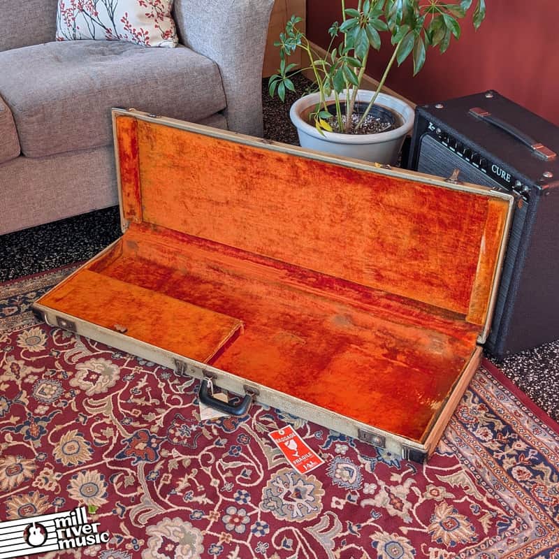 Vintage 1963 Fender Jazzmaster / Jaguar Hardshell Case – White Tolex with Black Trim – Good Condition, Used image 1