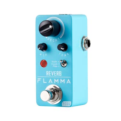 FLAMMA FC02 Mini Reverb Pedal Digital Guitar Pedal with 3 Reverb Effects Church Plate Studio True Bypass-Blue image 1