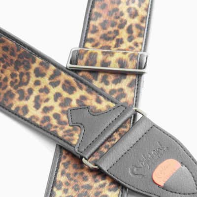 RightOn! Leopard Guitar Strap – Vegan Leather Animal Print Design