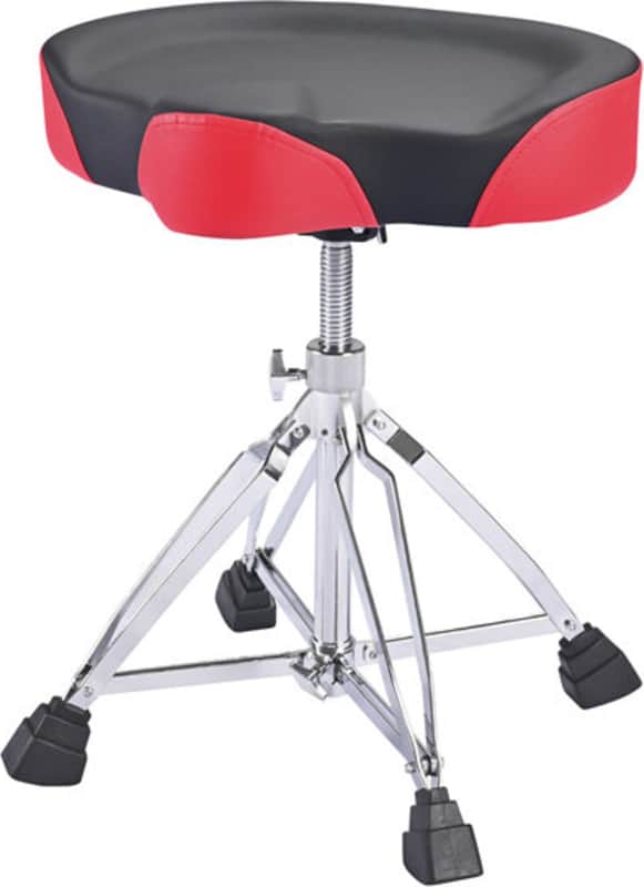HY Music Motorcycle Style Firm Drum Throne, Black/Red image 1