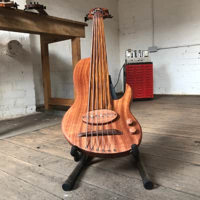 Short scale 6 string fretless bass guitar by JL 2023 - Sapele image 5