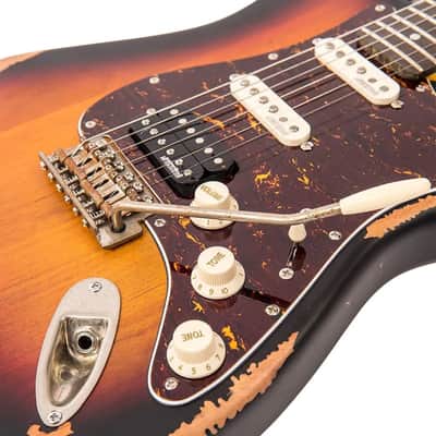 Vintage V6H ICON S-Style Electric Guitar - Distressed Tobacco Sunburst (V6HMRSB) image 3