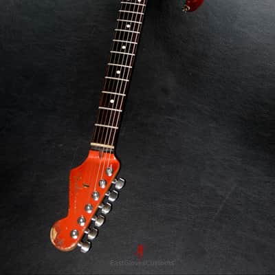Fender FSR Stratocaster Seafoam Green/Metallic Orange HSS Heavy Aged Relic by EGC (107 OF 250) image 17