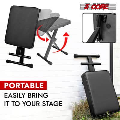 5 Core Keyboard Bench 3 Inch Padded Piano Stool Adjustable 20.5" Guitar Seat Heavy Duty Portable image 7
