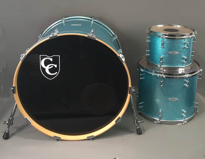 C&C Custom Drum Set Cardwell Drums USA Order Made 10/14/22 CC Rock Kit Turquoise Sparkle American Maple Shells Tube Lugs image 1