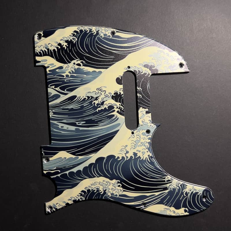 Miraculum Workshop Tele-Style 8-Hole Pickguard – Japanese Waves Navy & Ivory image 1