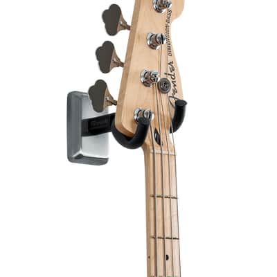 Gator Frameworks Wall Mounted Guitar Hanger with Satin Chrome Mounting Plate; Fits both Acoustic and Electric Guitars (GFW-GTR-HNGRSCH) image 2