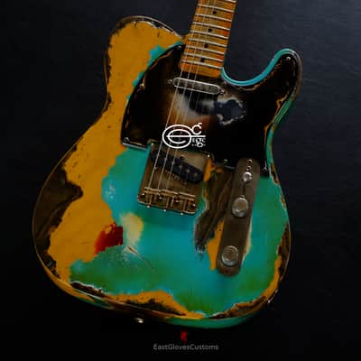 Fender Telecaster FSR Special Edition Deluxe Ash Seafoam Green over Butterscotch Heavy Aged Relic image 4