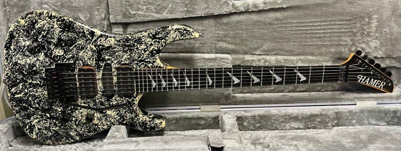 Hamer USA CHAPARRAL ELITE BOOMERANG EBONY RARE MARBLE FINISH GERMAN SCHALLER FLOYD 1990 - Marble rare image 1