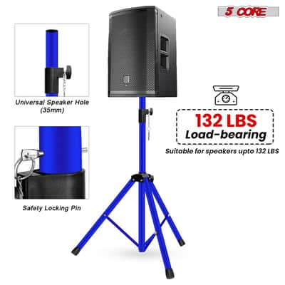 5 Core Speaker Stand Height Adjustable 54" Heavy Duty PA DJ Tripod Studio Monitor Stands image 3
