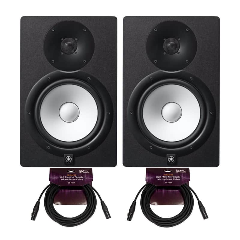 YAMAHA HS8 2-Way Bass-Reflex Bi-Amplified Near-Field Studio Monitor (Pair) Bundle with FocusProAudio XLR Male to XLR Female Microphone Cable (2-Pack) Bundle (4 Items) image 1