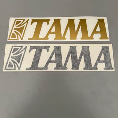 Set of (2) New Tama Bass Drum Decals, Gold & Black image 1