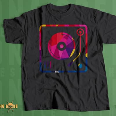 Abstract Turntable Custom Printed T-Shirt Black - Large image 4
