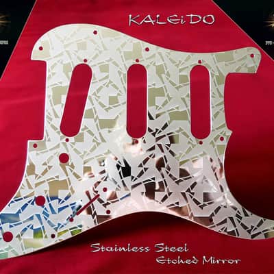'Kaleido' Pickguard Fender SSS Stratocaster Etched Polished Mirror Metal Chrome Strat Guard image 2