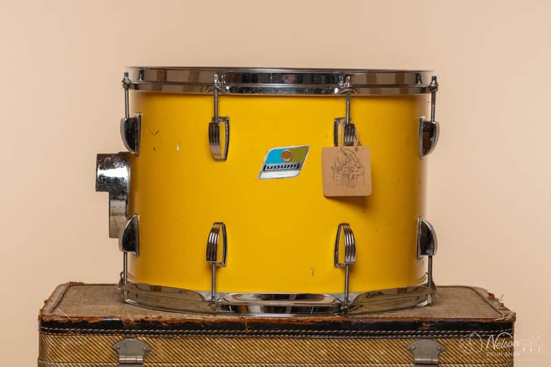 1970s Ludwig 6 ply Tom in White Cortex (under Yellow) - 10x14 image 1