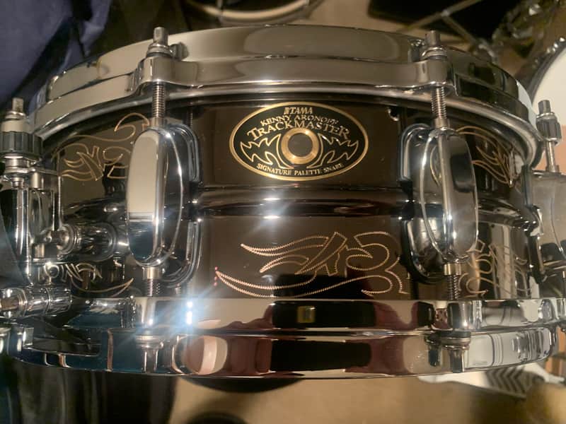 Tama 5x14" KA145N Kenny Aronoff "Trackmaster" Signature Brass Snare Drum 2010s - Engraved Black Nickel Over Brass image 1