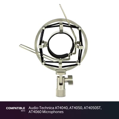 Silver Shock Mount fits Audio-Technica AT4040, AT4050, AT4050ST, AT4060 image 1