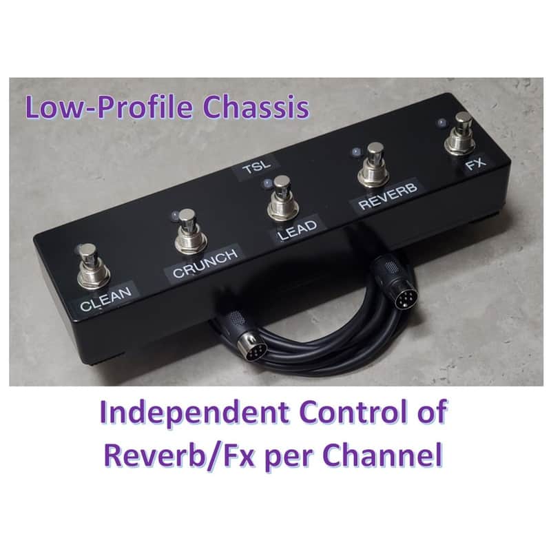 Replacement Low-Profile Footswitch (PEDL-00021-Style) for Marshall JCM 2000 TSL Amps w/ Rev/FX Memory per Channel and 10-Ft Cable image 1