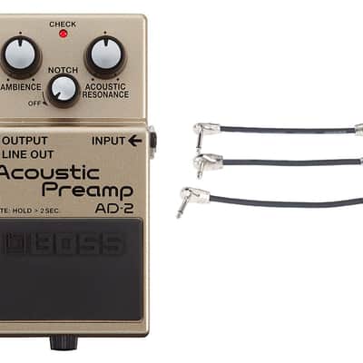 Boss AD-2 Acoustic PreAmp Pedal + Gator Patch Cable 3 Pack image 1