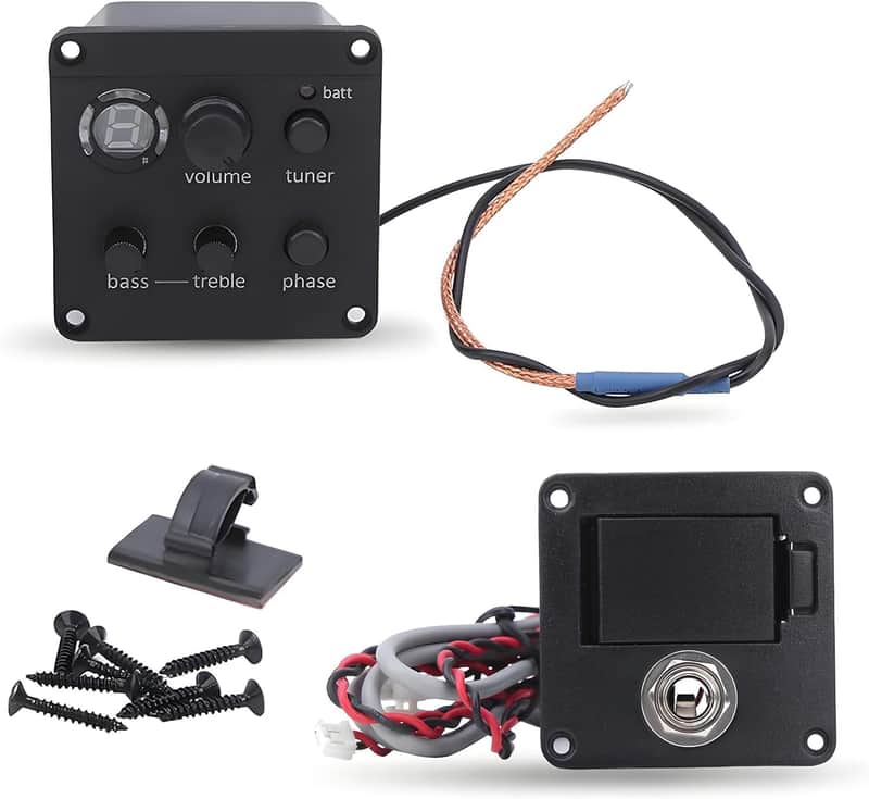 Acoustic Guitar Pickup Preamp System, Small Footprint Acoustic Pickup with Onboard EQ and Tuner,Acoustic Guitar Preamp Pre-Wired for Glued to Sound Hole image 1